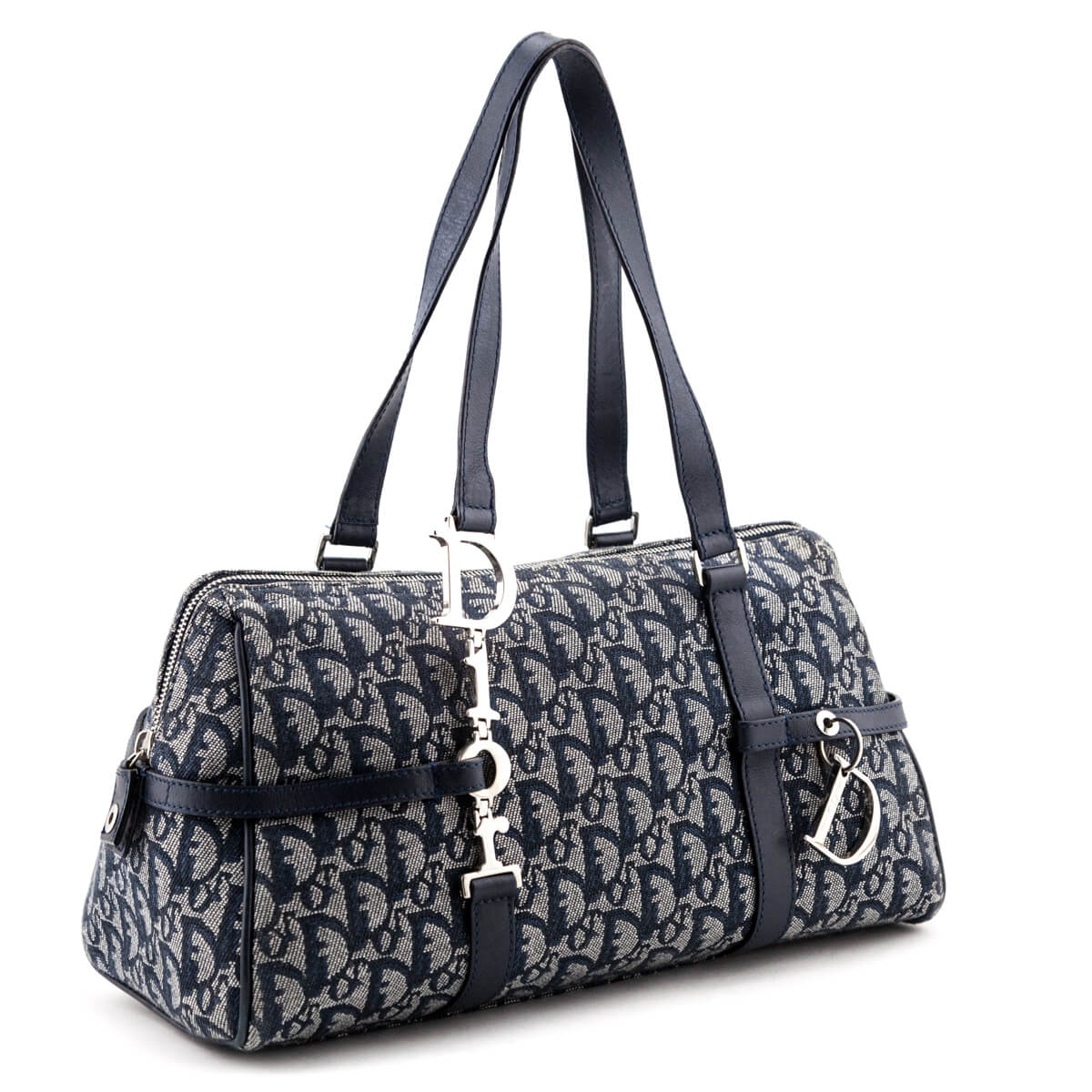 Dior Blue Diorissimo Canvas Charms Shoulder Bag - Shop Preloved Dior