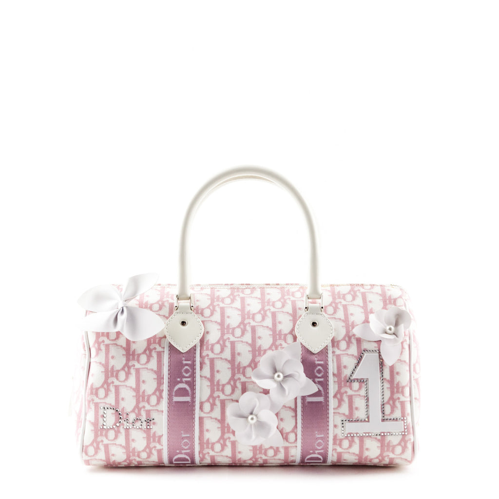 Dior Pink Diorissimo Canvas Boston Girly Flower Tote - Dior Bags