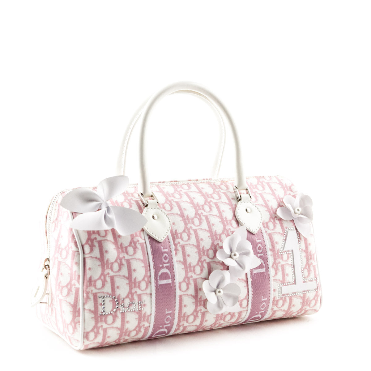 Dior Pink Diorissimo Canvas Boston Girly Flower Tote - Dior Bags