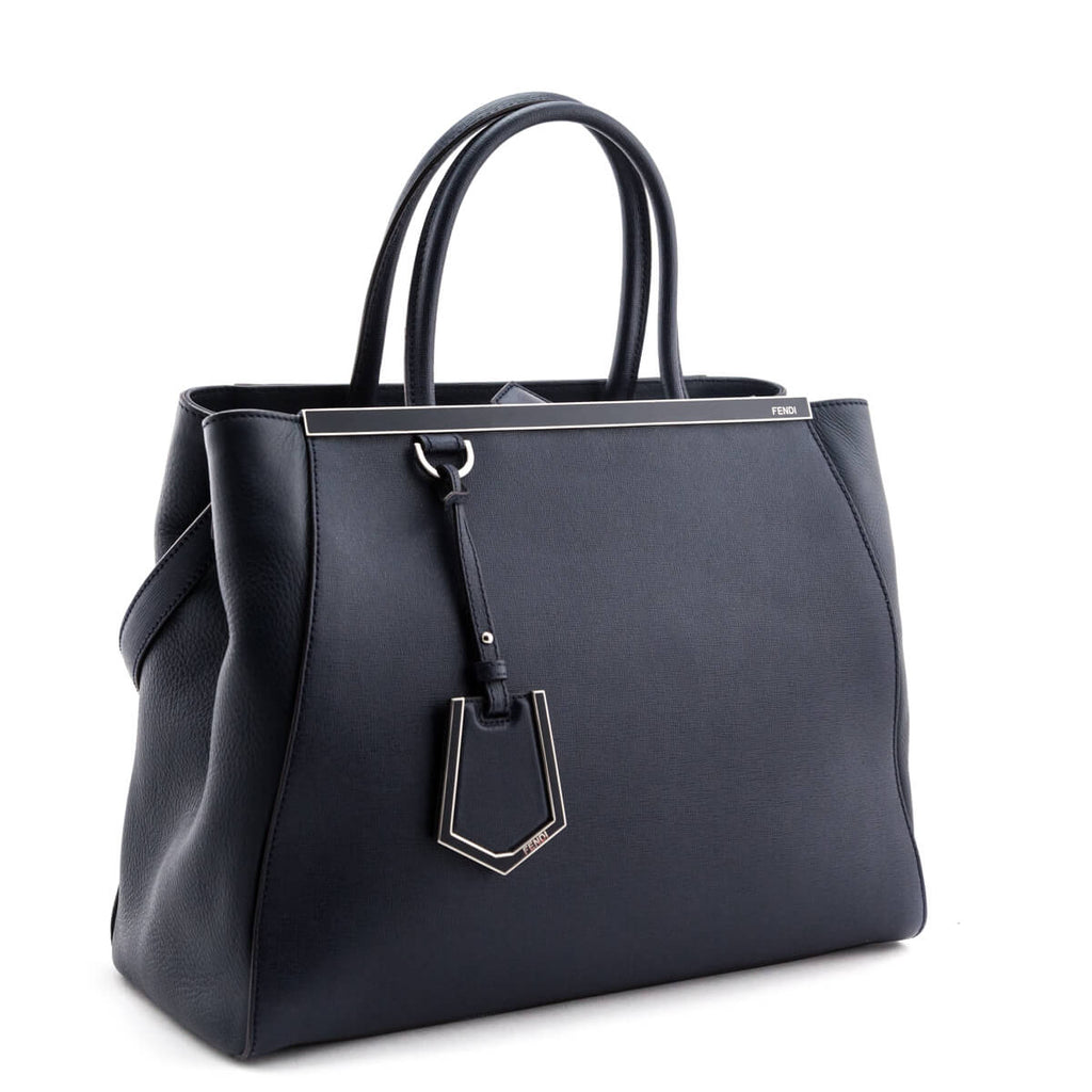 Fendi Navy Vitello Elite Regular 2Jours Tote - Fendi Handbags Canada