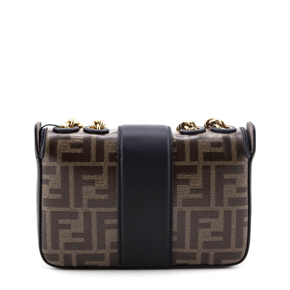 Fendi Tobacco Zucca Black Spalmati Mini Double F Bag - Fendi Handbags