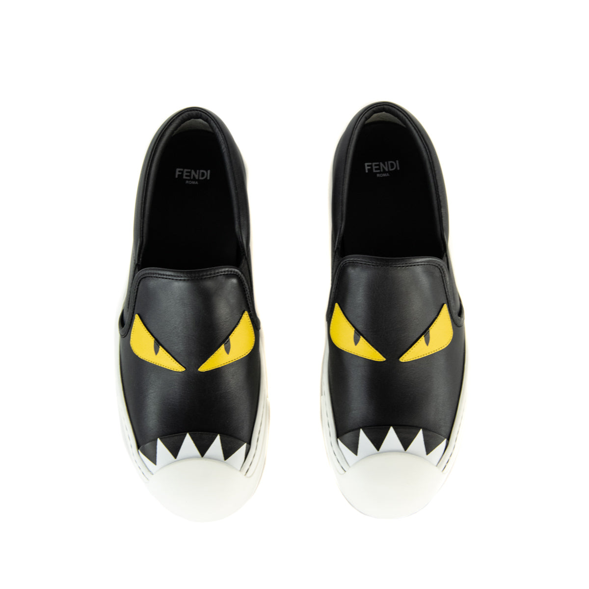 Fendi Black Leather Monster Sneakers 