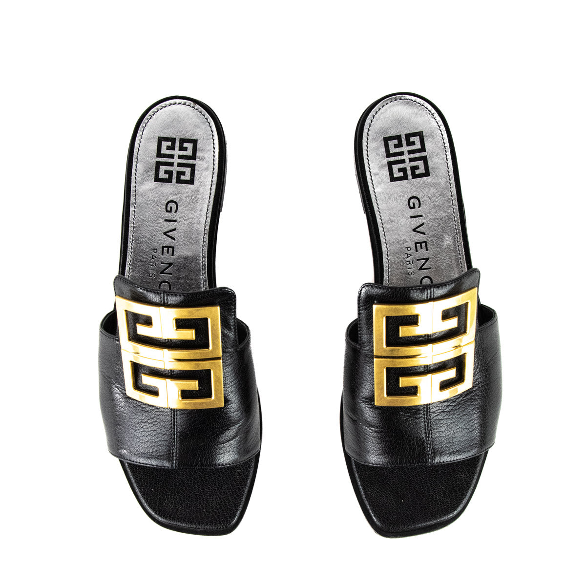 Givenchy Black 4G Leather Slides - Secondhand Givenchy Slides Canada