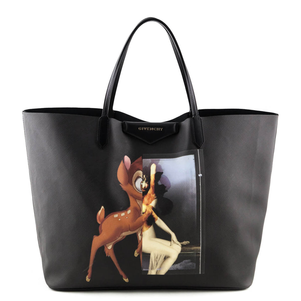 Givenchy Black Coated Canvas Bambi Podium Antigona Tote - Designer Bag