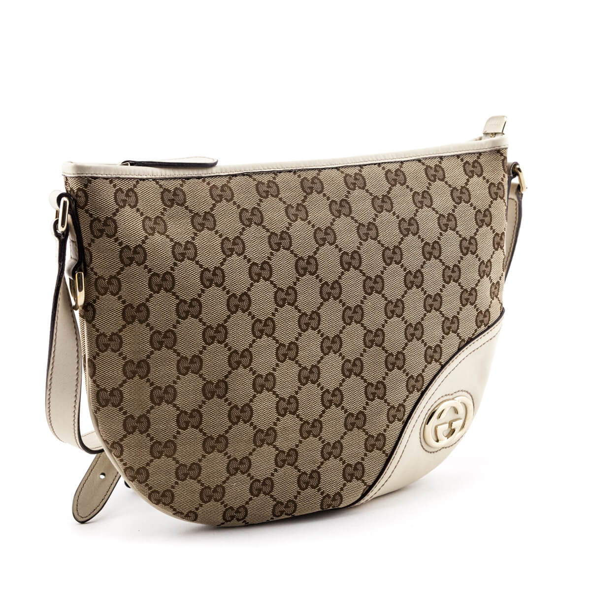 Gucci Beige Monogram New Britt Half Moon - Authentic Gucci CA