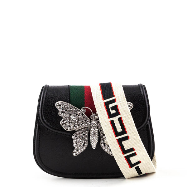 gucci black butterfly bag