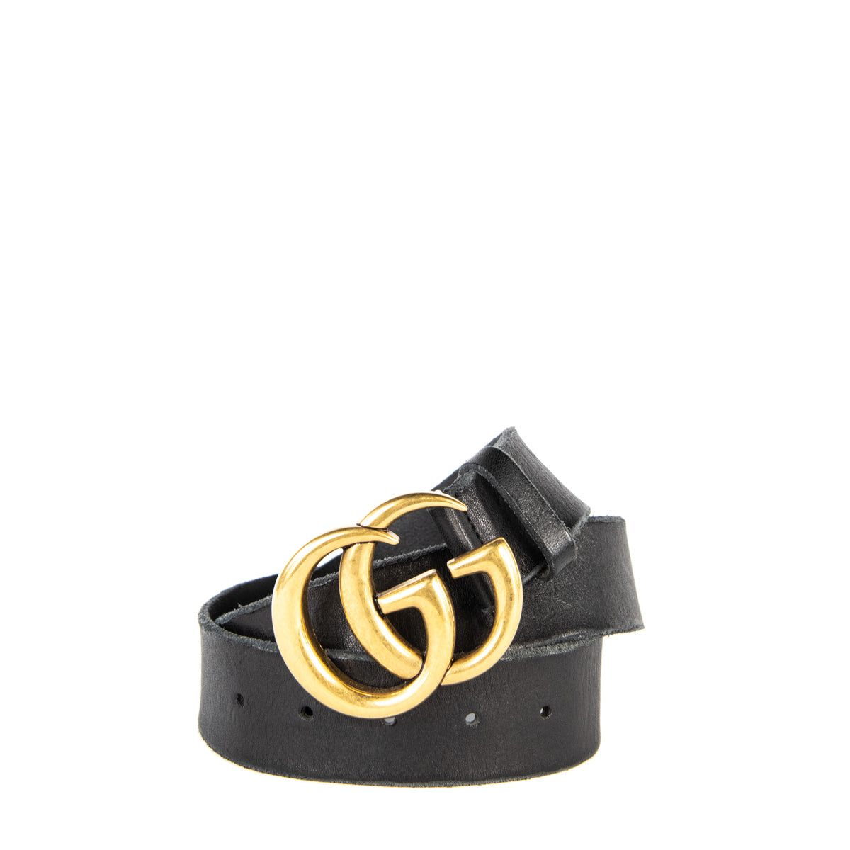 Gucci Black Leather GG Marmont Belt 