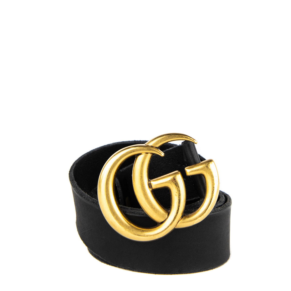 Gucci Black Leather GG Marmont Belt 