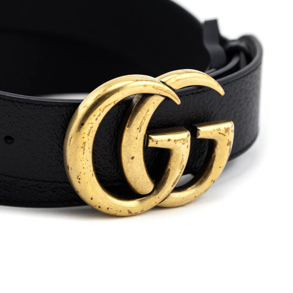 Gucci Black Leather GG Marmont Belt - Designer Canada
