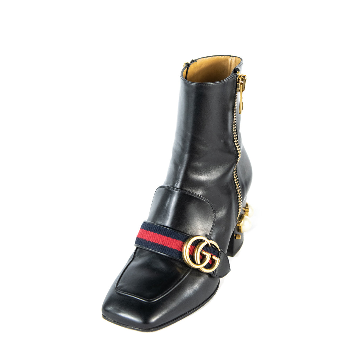 gucci embellished leather ankle boots