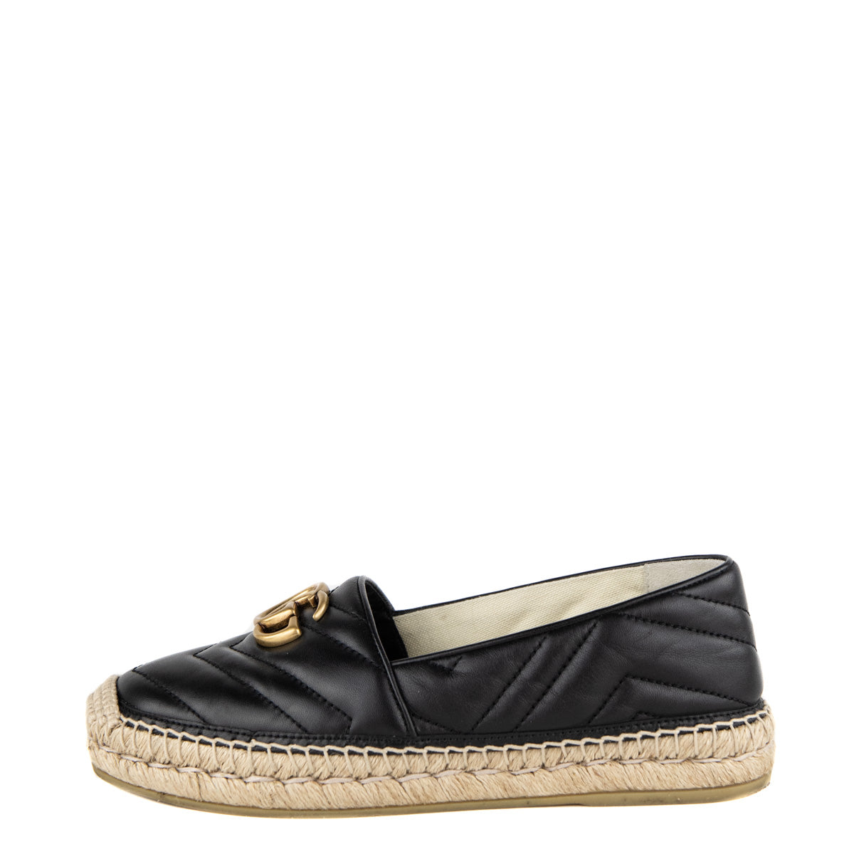 Gucci Black Matelasse Leather Double G Espadrilles - Gucci Consignment