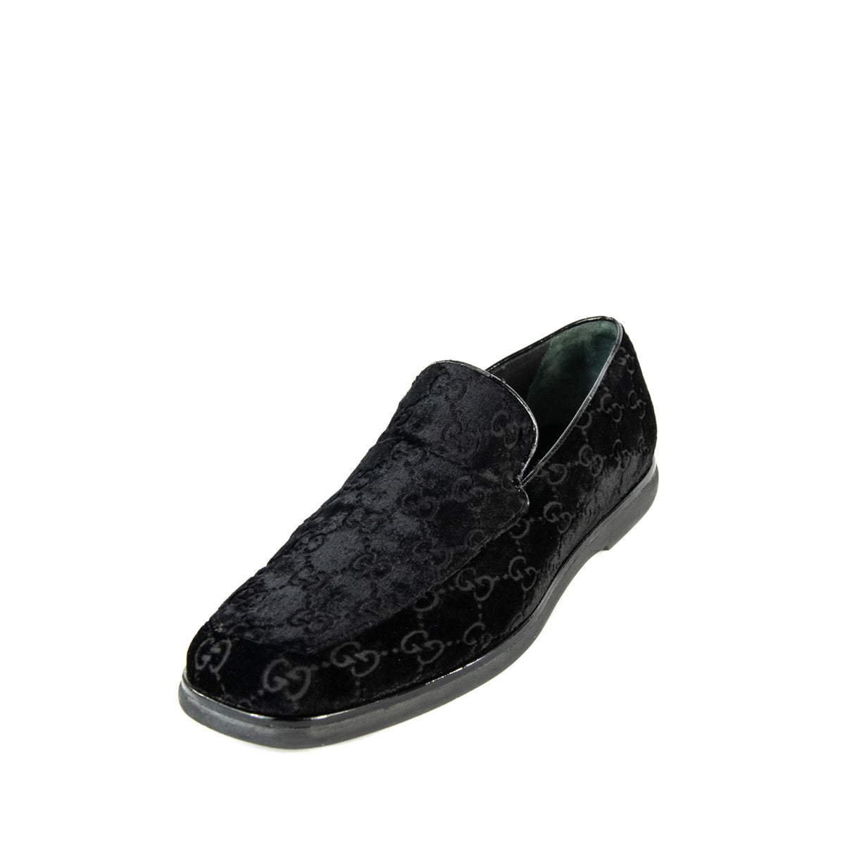 Gucci Black Velvet GG Loafers - Gucci Consignment Canada