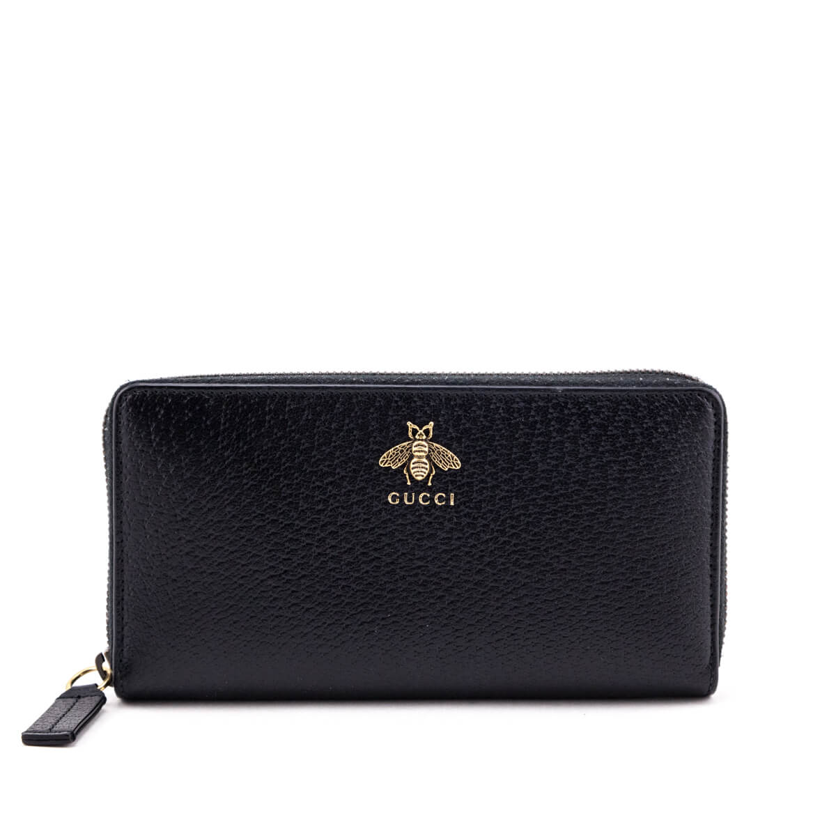 Gucci Black Tanned Leather Animalier Zip Around Wallet - Shop Gucci CA