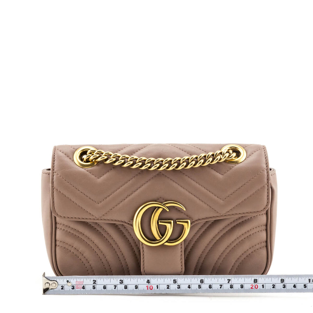 Gucci Dusty Rose Calfskin Matelasse Mini GG Marmont Shoulder Bag