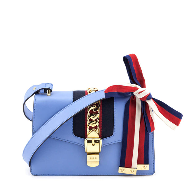 Gucci Light Blue Calfskin Small Sylvie Shoulder Bag - Gucci Canada