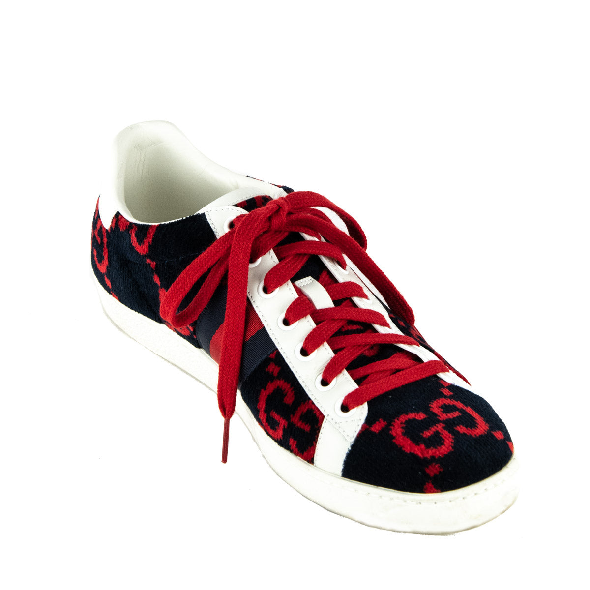 Gucci Navy & Red Velvet GG Ace Sneakers - Preowned Gucci Sneakers CA