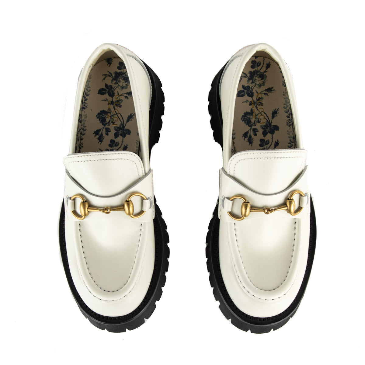 Gucci White Leather Lug Sole Horsebit Loafer - Consign Gucci Canada