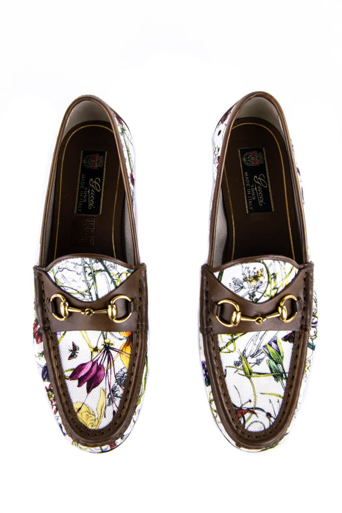 gucci floral print loafers