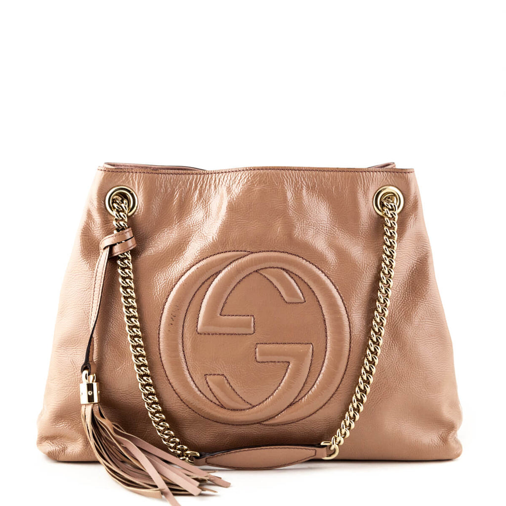 Gucci Beige Patent Soho Shoulder Bag - Sell Your Gucci Bags