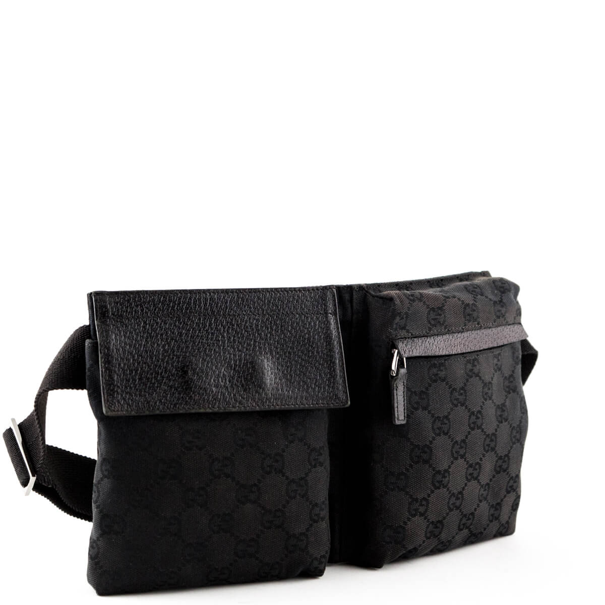 Gucci Black Canvas Original GG Belt Bag - Authentic Designer Bags