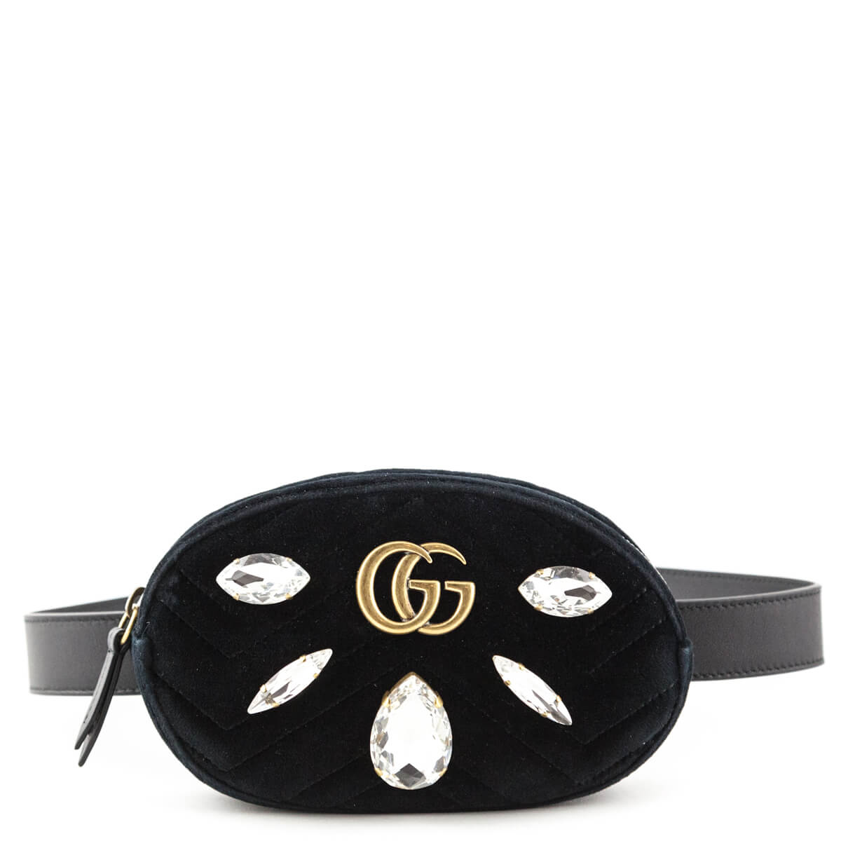 Gucci Black Crystal & Velvet Marmont 2.0 Belt Bag - Gucci Canada