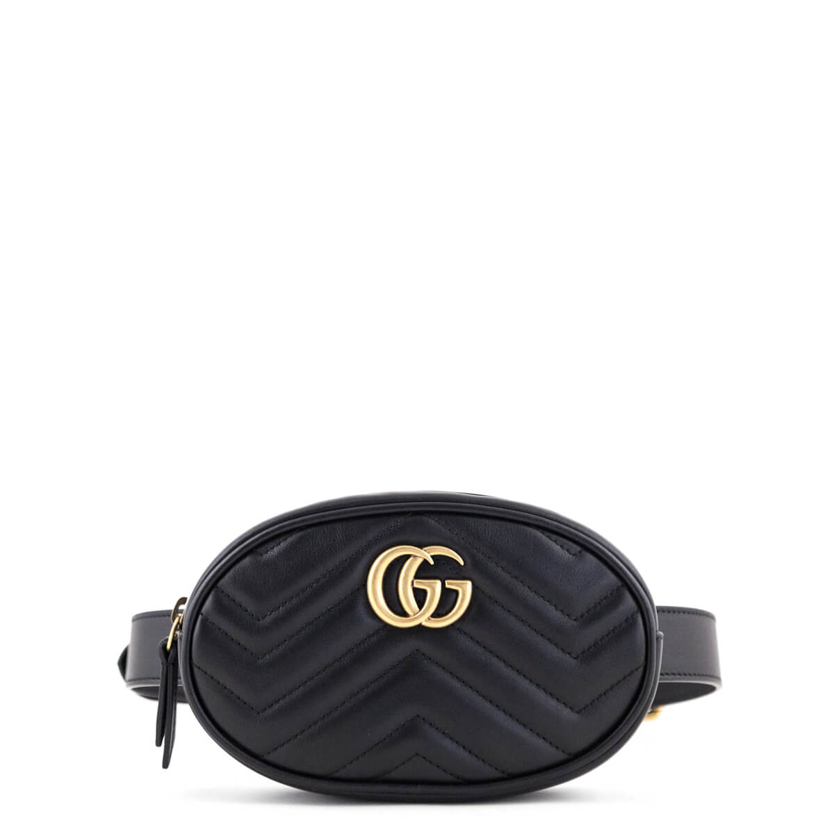 Gucci Black GG Chevron Matelassé Marmont Belt Bag 75 - Gucci Belt