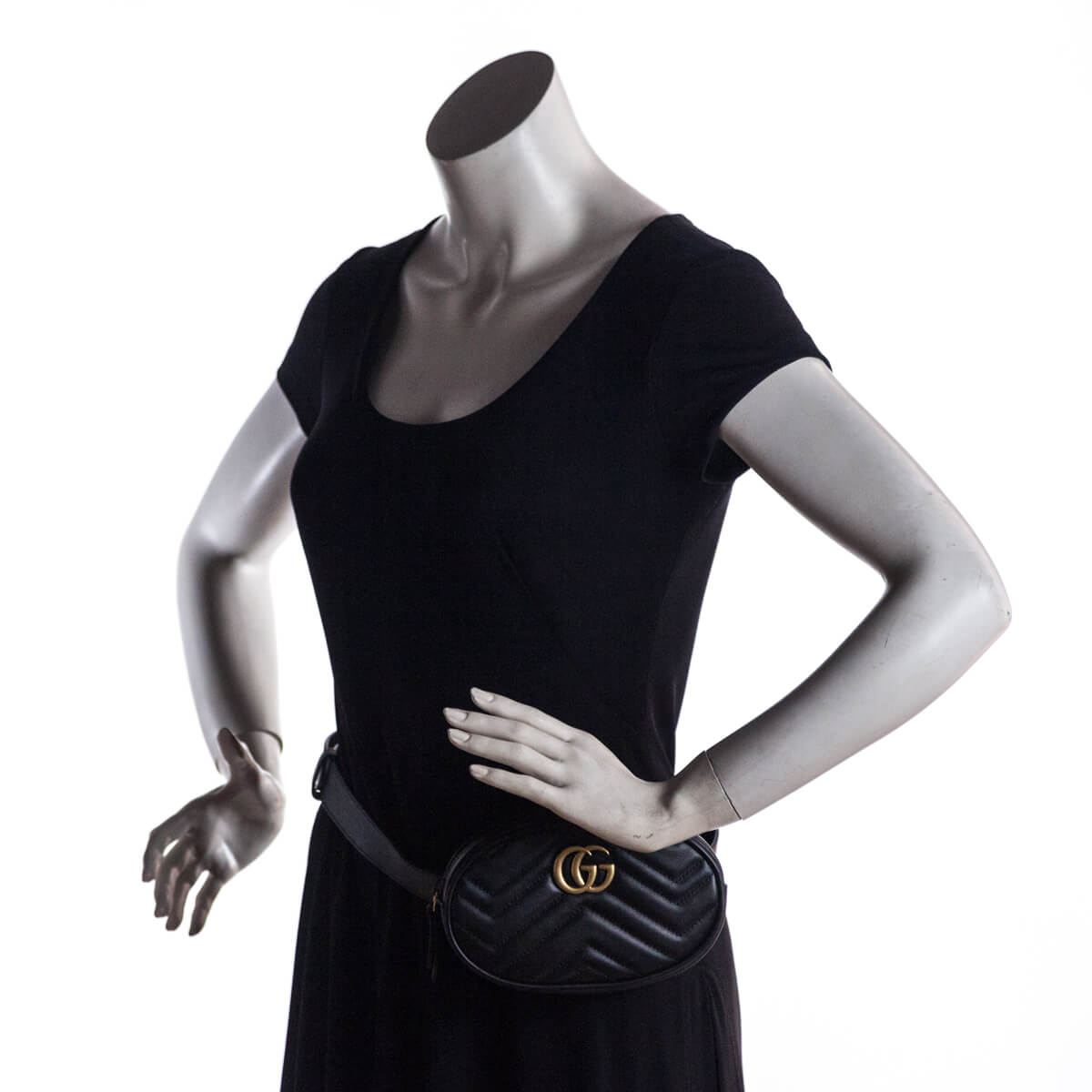Gucci Black GG Chevron Matelassé Marmont Belt Bag 75 - Gucci Belt