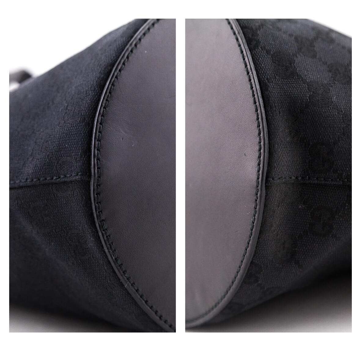 Gucci Black GG Monogram Canvas Wood-Accent Shoulder Bag