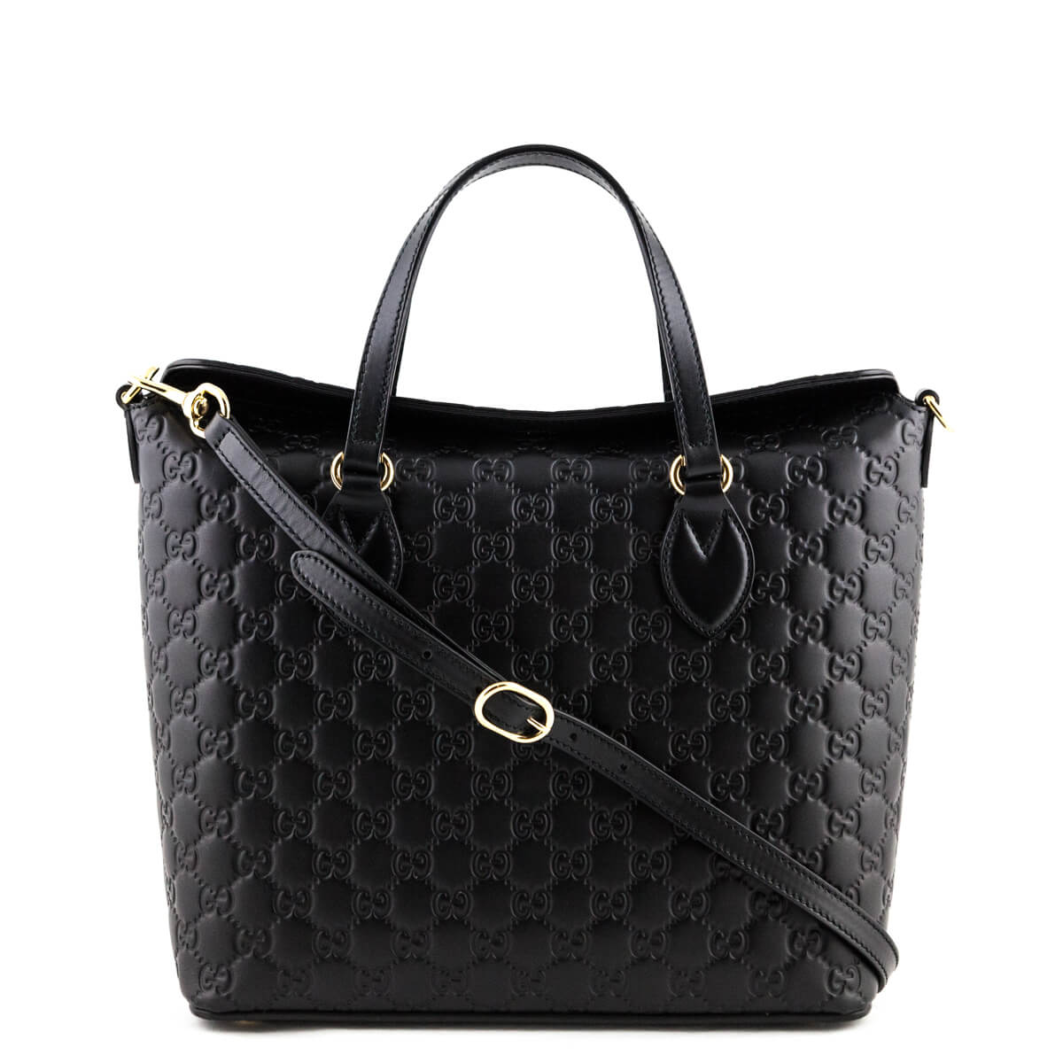 Gucci Black Guccissima Leather Foldover Linea Bag - Preloved Gucci Bag