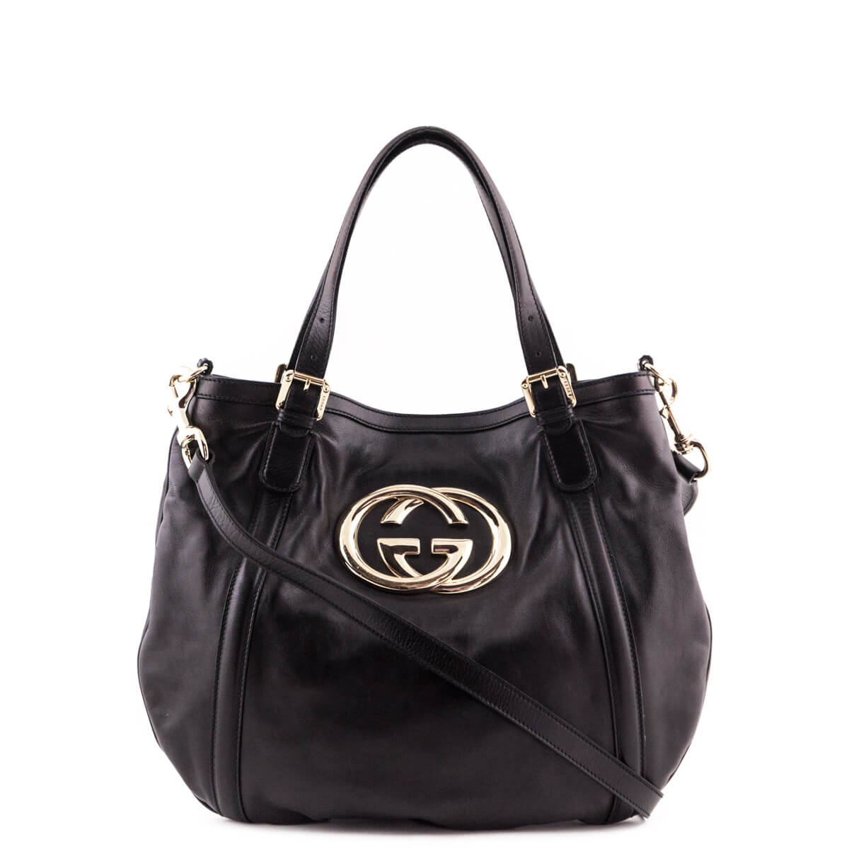 Gucci Black Leather Interlocking GG Tote - Designer Handbags Canada