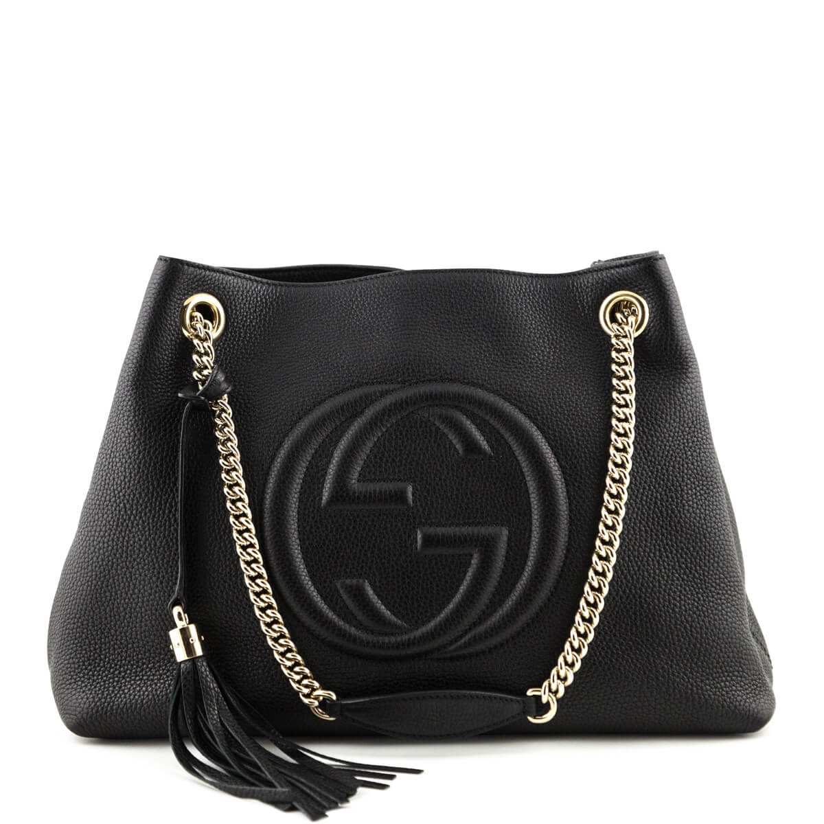 Gucci Black Leather Medium Soho Chain Shoulder Bag - Preowned Gucci