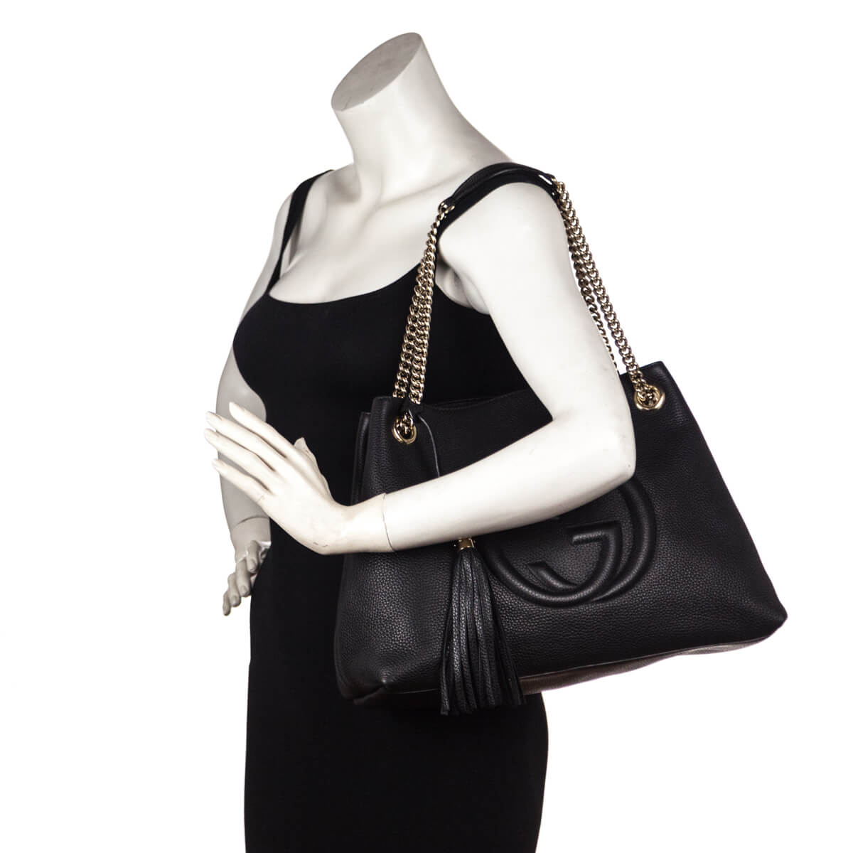 Gucci Black Leather Medium Soho Chain Shoulder Bag - Preowned Gucci
