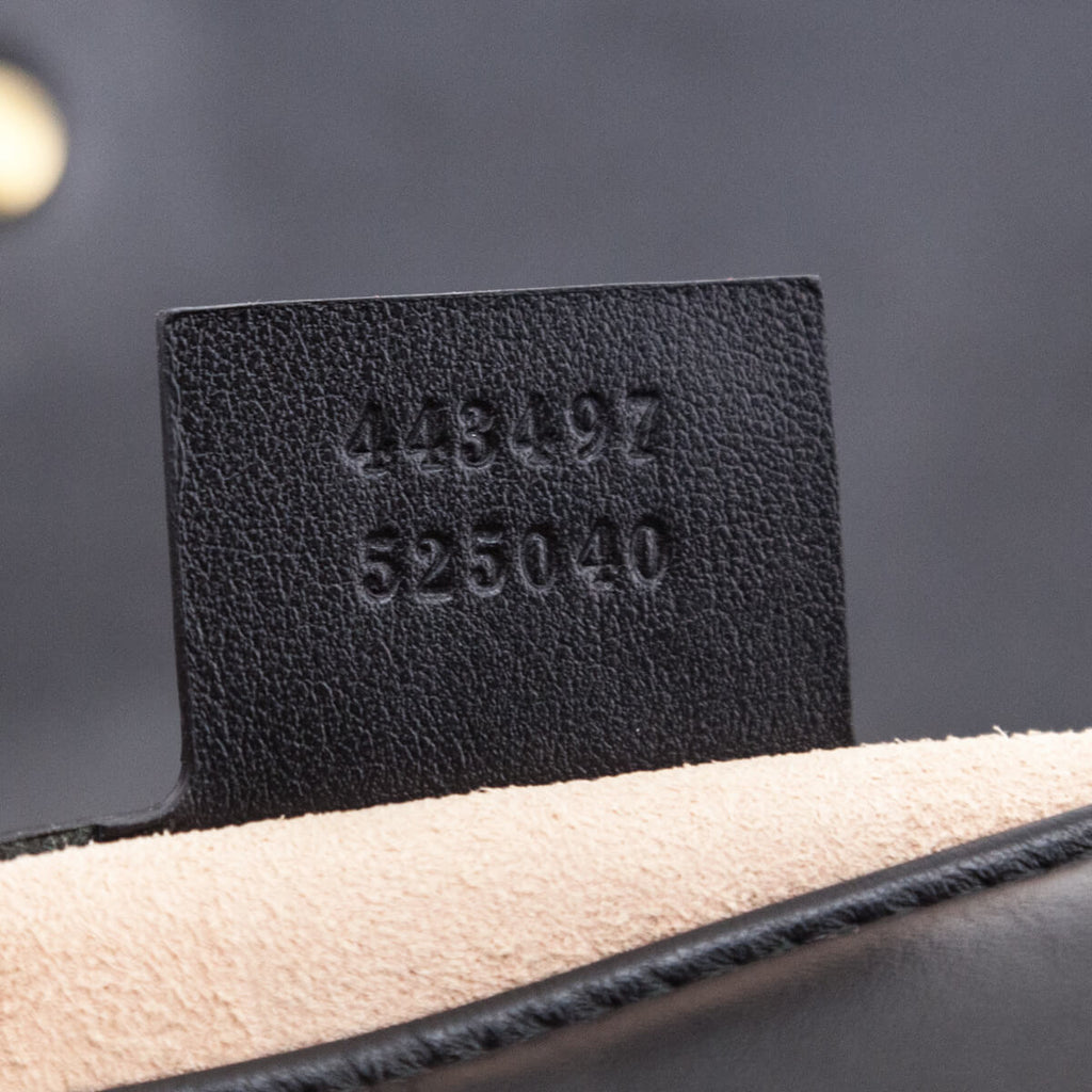 Gucci Black Matelasse Chevron Leather Small GG Marmont Shoulder Bag