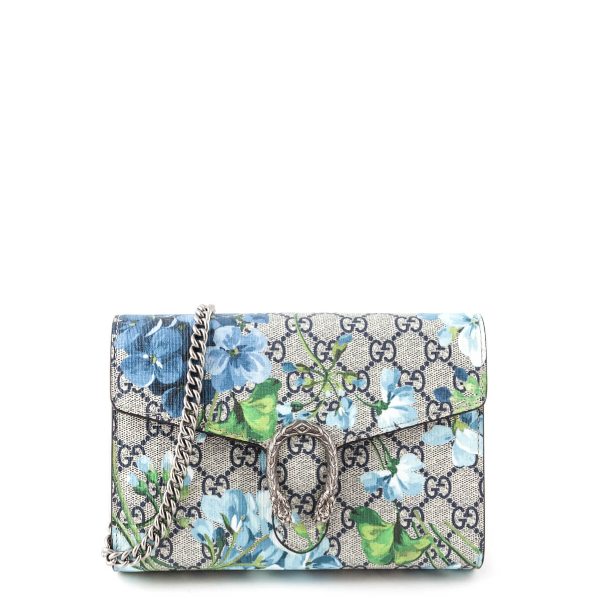 Gucci Blue GG Blooms Dionysus Wallet On Chain - Authentic Gucci Blooms