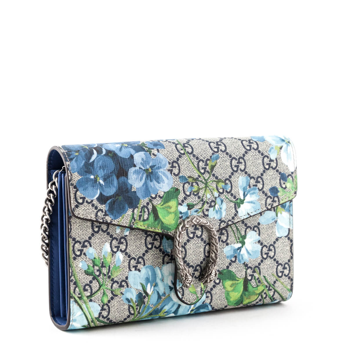 Gucci Blue GG Blooms Dionysus Wallet On Chain - Authentic Gucci Blooms