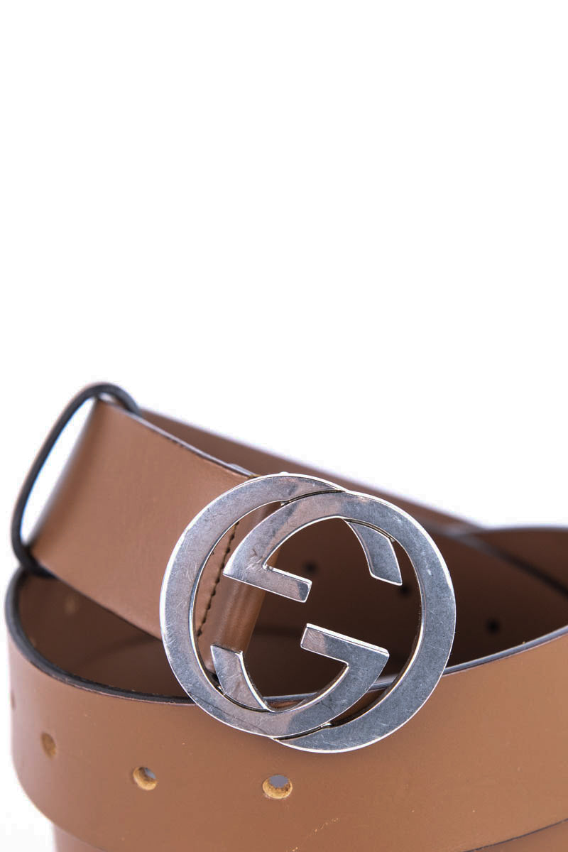 Gucci Brown Leather GG Marmont Belt 