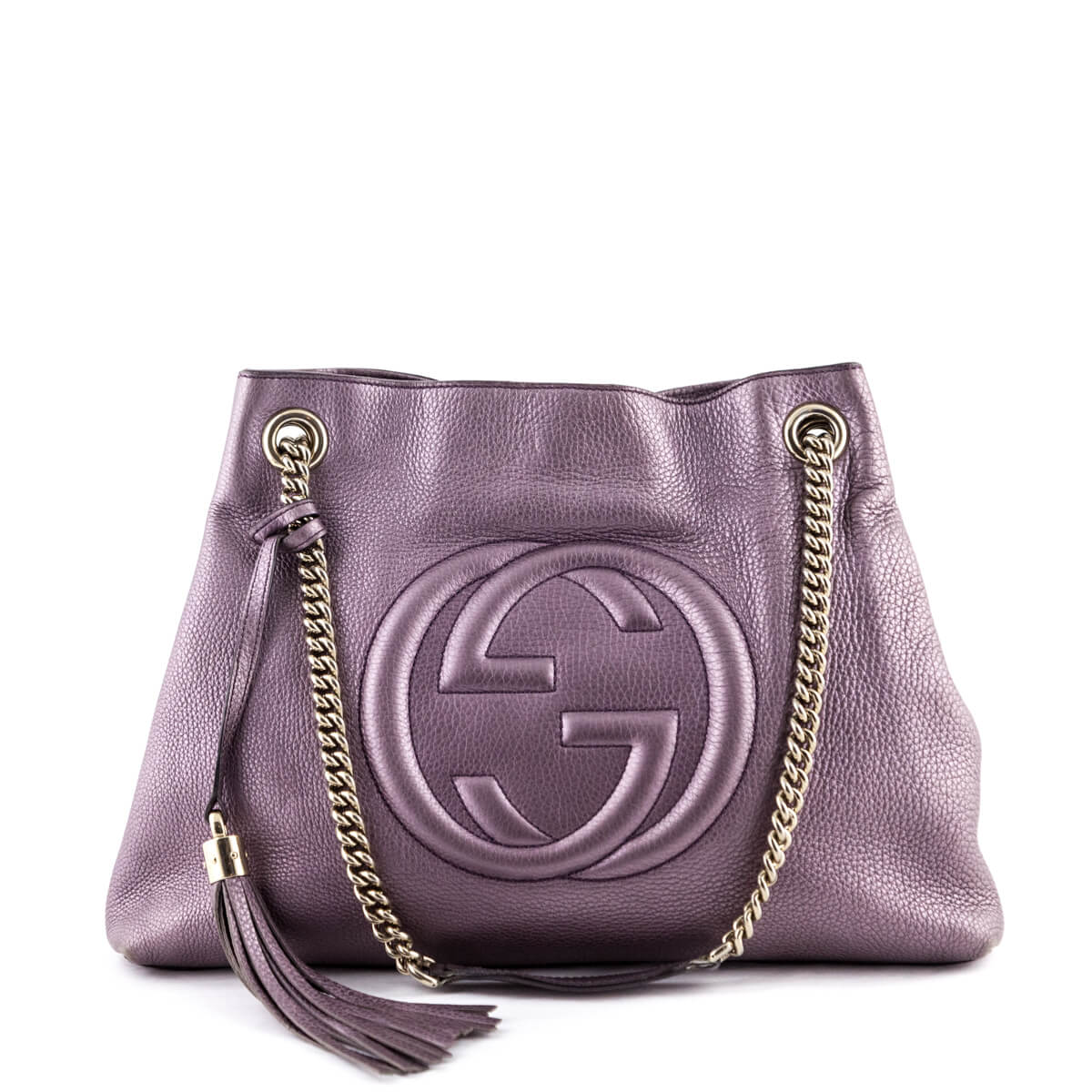 Gucci Metallic Purple Soho Chain Shoulder Bag - Preowned Gucci Handbag