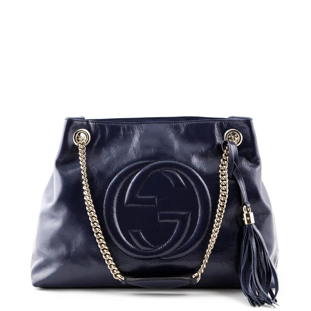 Gucci Midnight Blue Patent Medium Soho Shoulder Bag - Gucci Canada