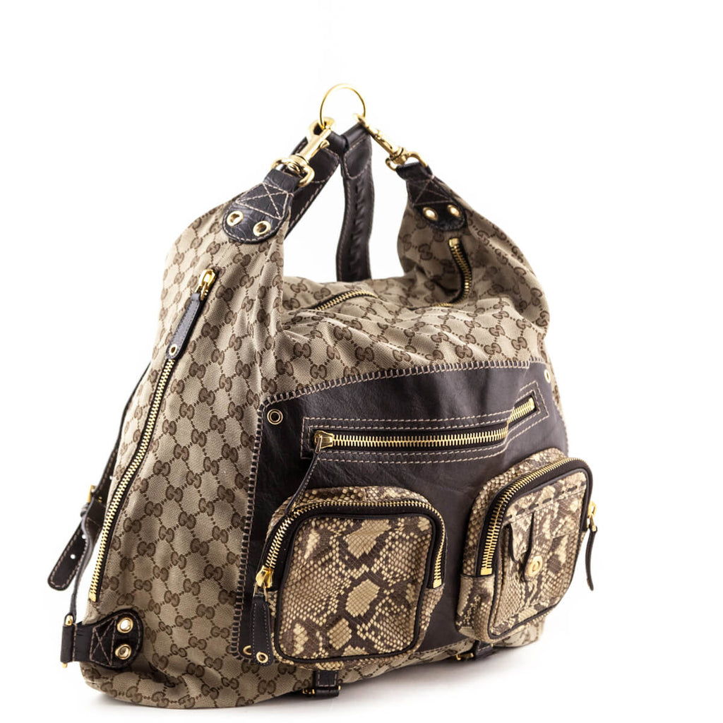 Gucci Monogram Snakeskin Convertible Darwin Backpack - Gucci Bags