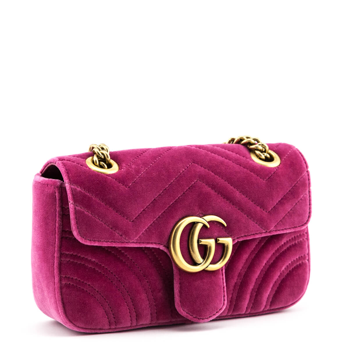 Gucci Pink Chevron Velvet Matelassé GG Marmont Mini Bag - Gucci Canada