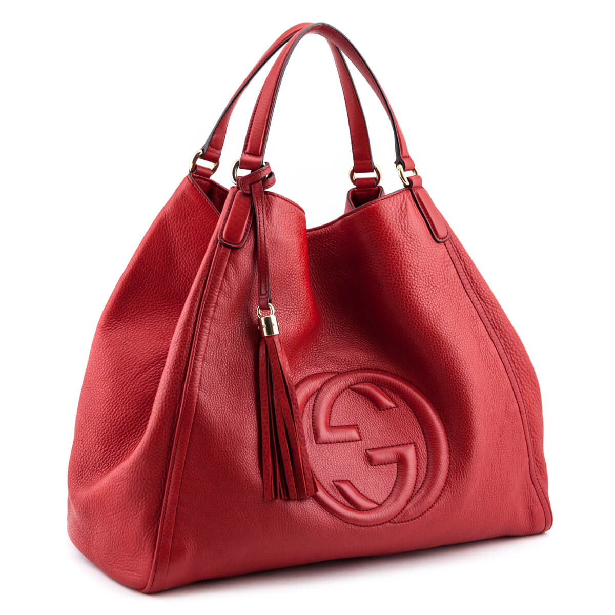 Gucci Red Grained Leather Large Soho Tote Bag - Preowned Gucci Canada