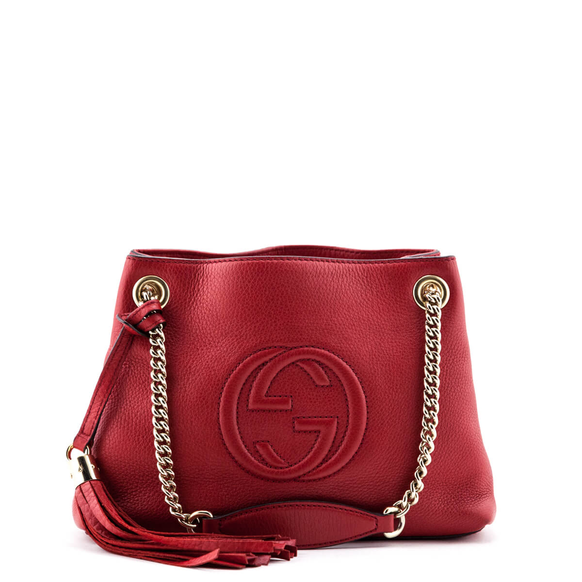 Gucci Red Pebbled Calfskin Mini Soho 