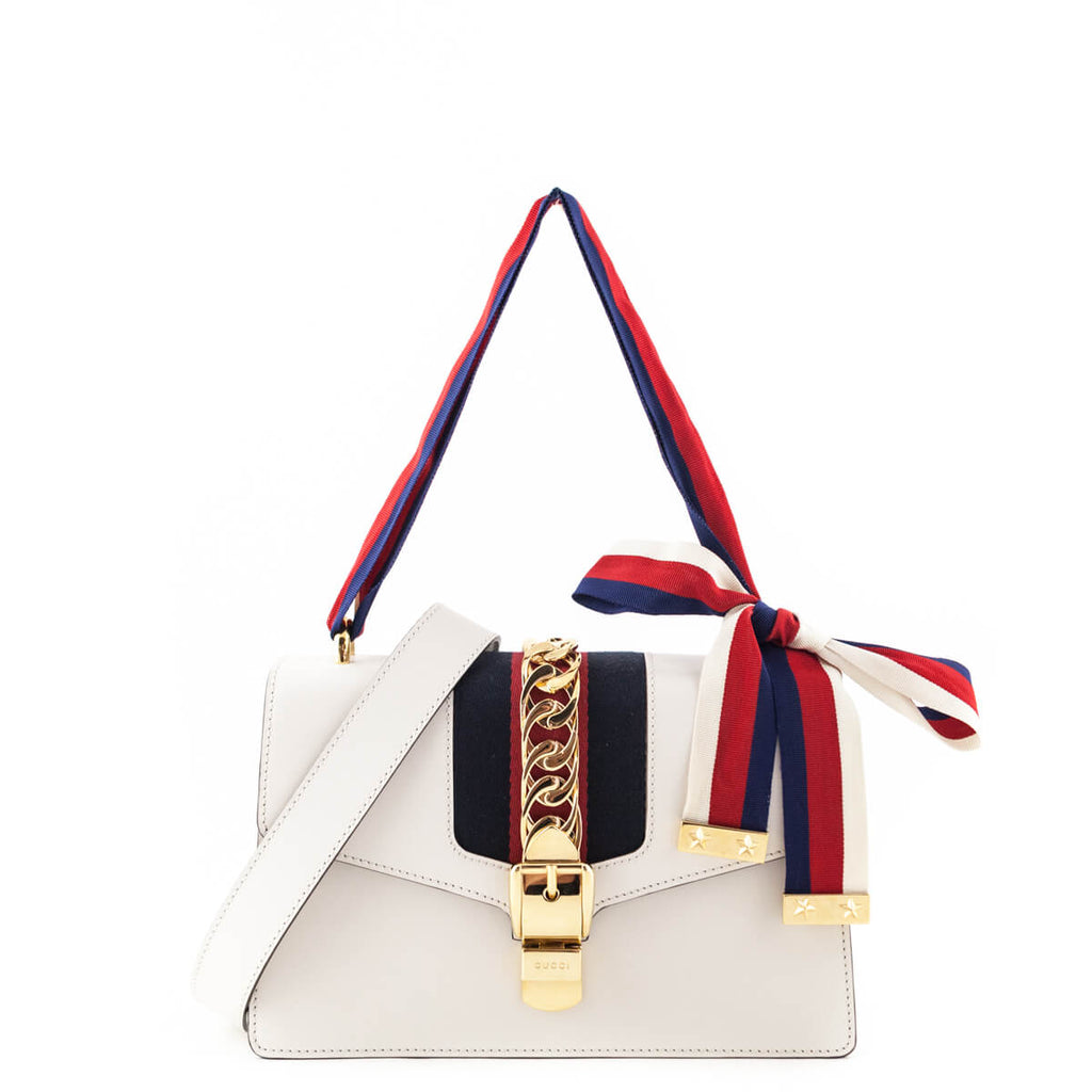 Gucci Small White Sylvie Shoulder Bag - Authentic Preloved Handbags