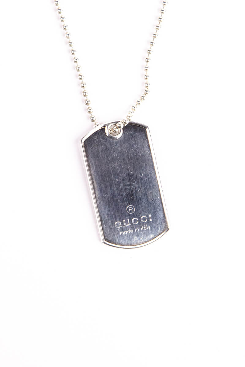 Gucci Sterling Silver Dog Tag Pendant Necklace - Shop Preowned Jewelry