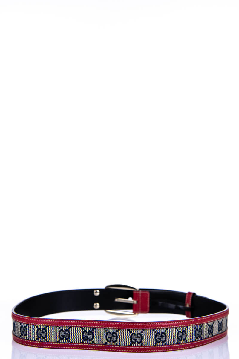 gucci blue monogram belt