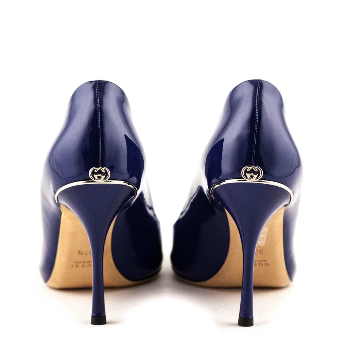 Gucci Blue Patent Leather Peep Toe 