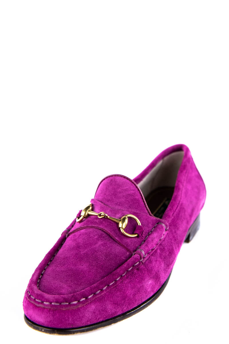 gucci pink suede loafers