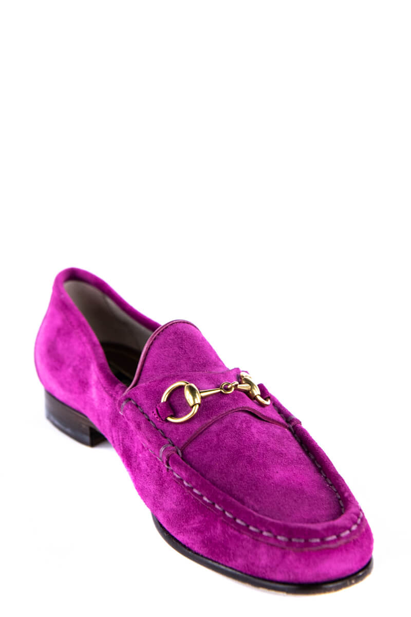 gucci pink suede loafers