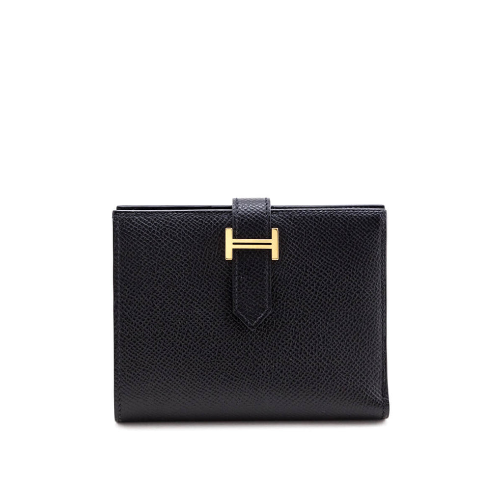 Hermes Black Epsom Bearn Compact Wallet - Shop Preloved Hermes Canada