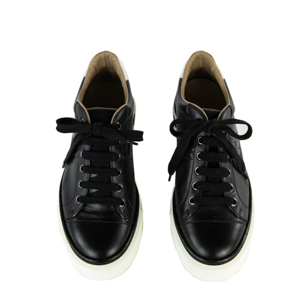 Hermes Black Leather Polo Platform Sneakers - Consign Hermes Canada